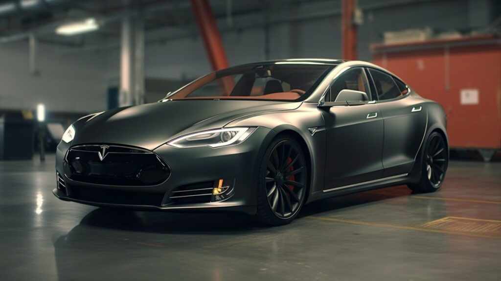 A Tesla Model S with a custom matte grey paint protection film applied in San Antonio, TX