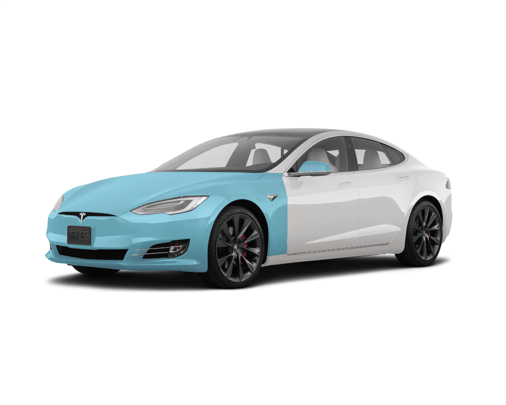 Tesla Showing the Full Front Coverage PPF Package Installed