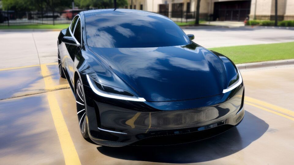 A black Tesla Model S with professionally Tinted Windows